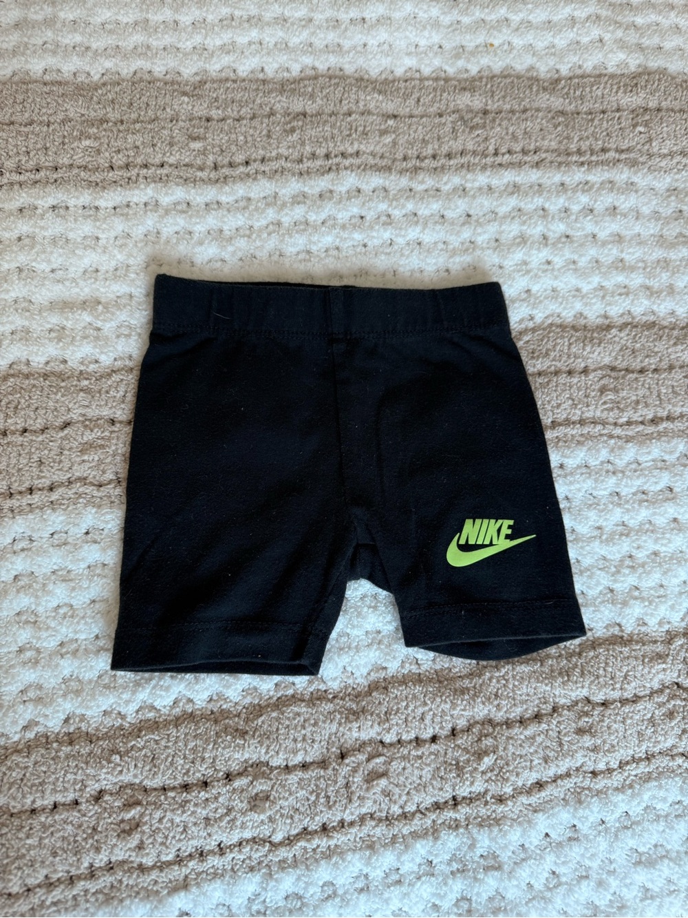 Nike Kids Black Shorts with Neon Green Logo